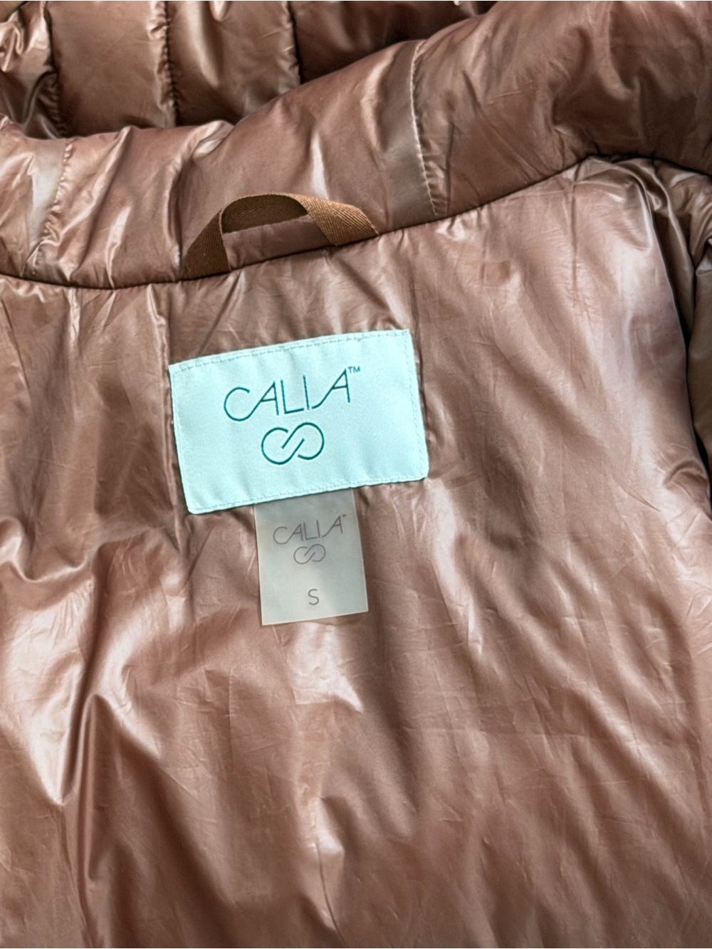 CALIA by Carrie Underwood Copper Rust Hooded Long Puffer Coat - Picture 10 of 11